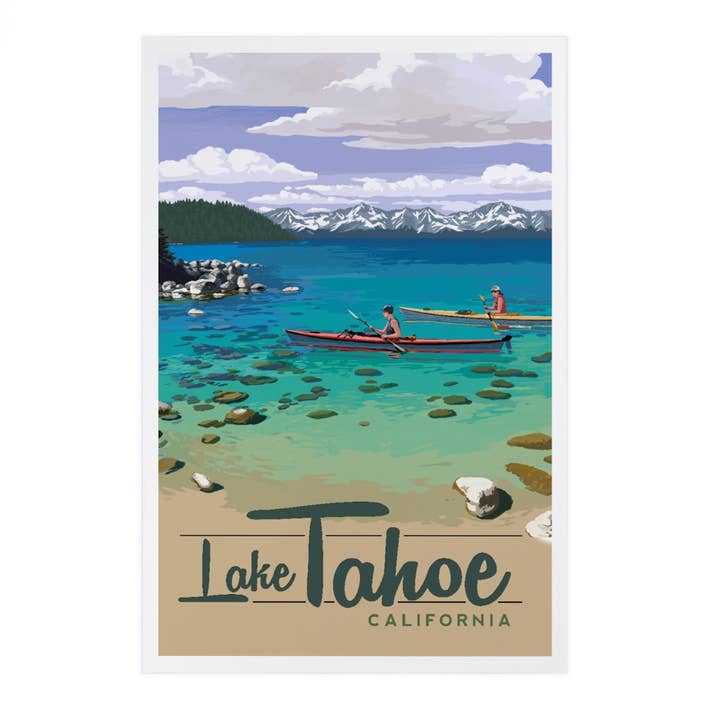 PREMIUM POSTCARDS Lake Tahoe California Kayakers Secret Cove for wholesale by Lantern Press