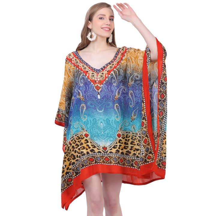 RAYON KAFTAN-TUNIEK MET DIGITALE PRINTS VOOR DAMES voor wholesale door Le Styles