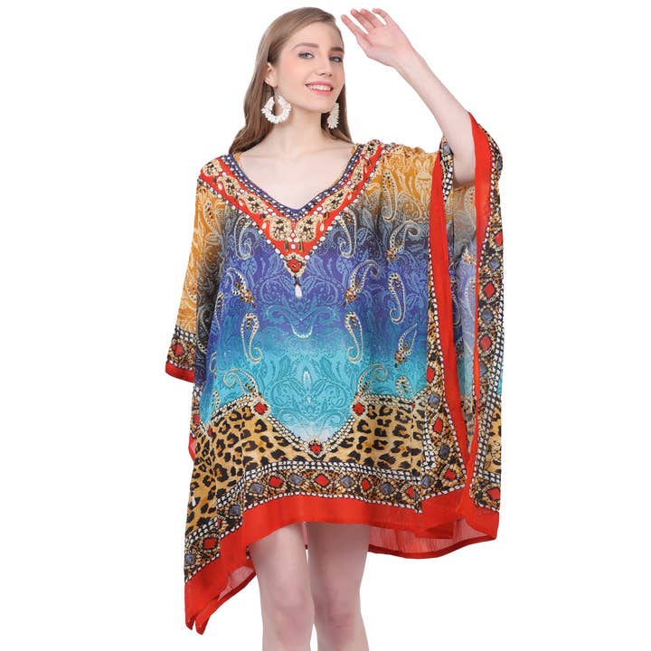 RAYON KAFTAN-TUNIEK MET DIGITALE PRINTS VOOR DAMES voor wholesale door Le Styles