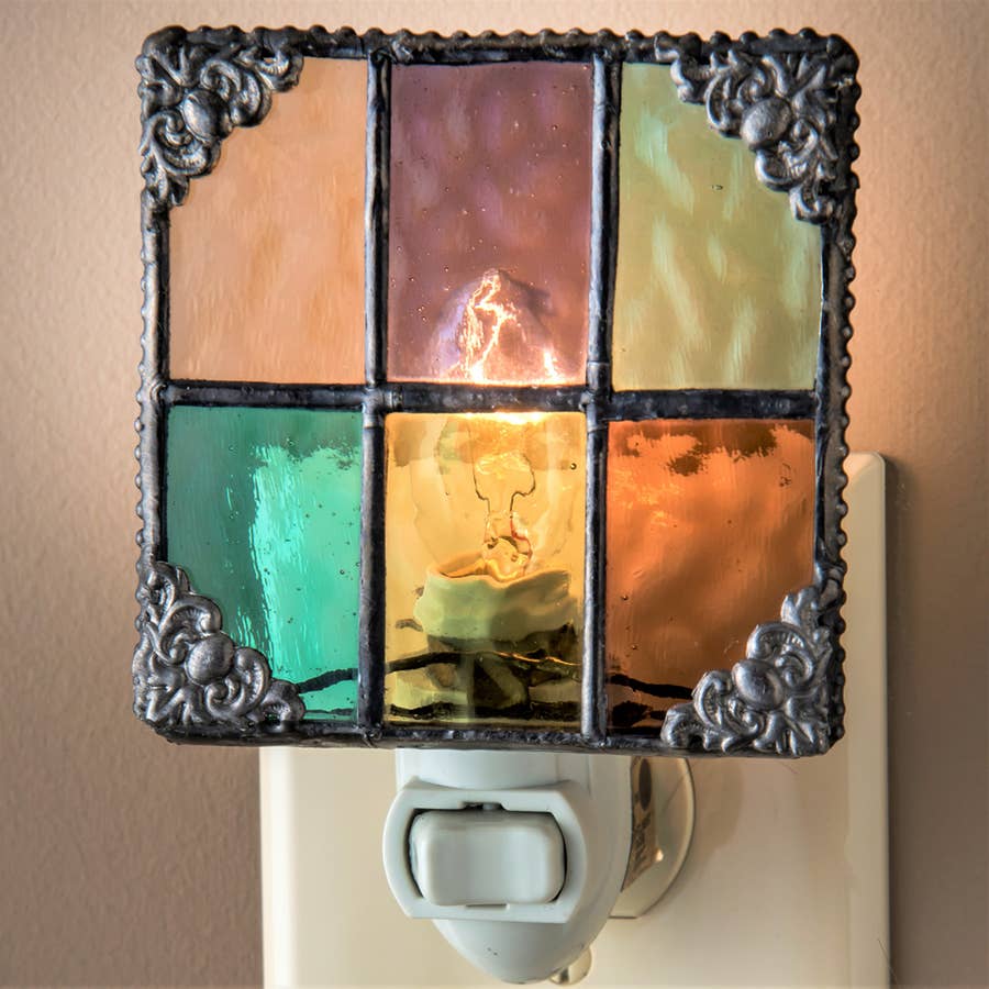 Heart Night Light Decorative Fused Stained Glass Accent Light
