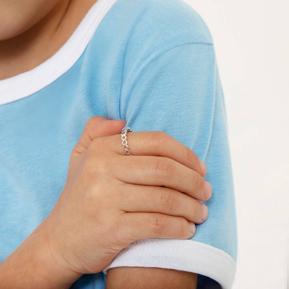 In Season Jewelry - Wholesale Band/Stacked Ring - Band of Hearts Size 2-5 Baby / Kids Ring - Sterling Silver1