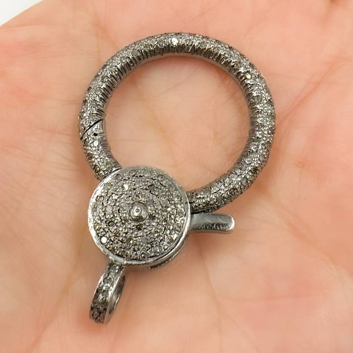 DC703. Diamond Sterling Silver Round Trigger Clasp for wholesale by Tresor Jewelry Inc.