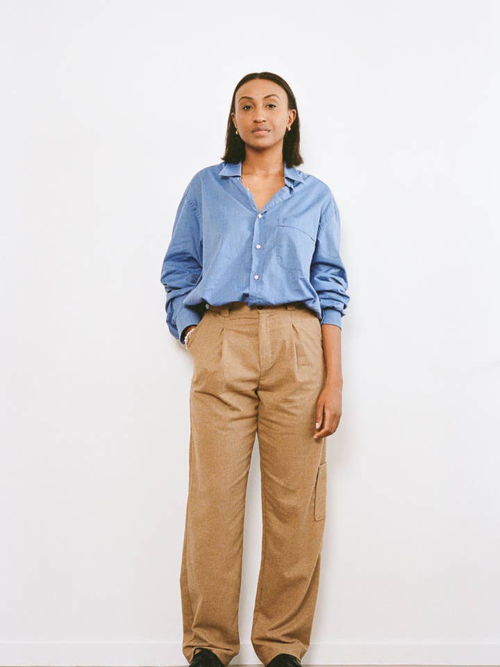 Simon taupe pants for wholesale by Pulpe