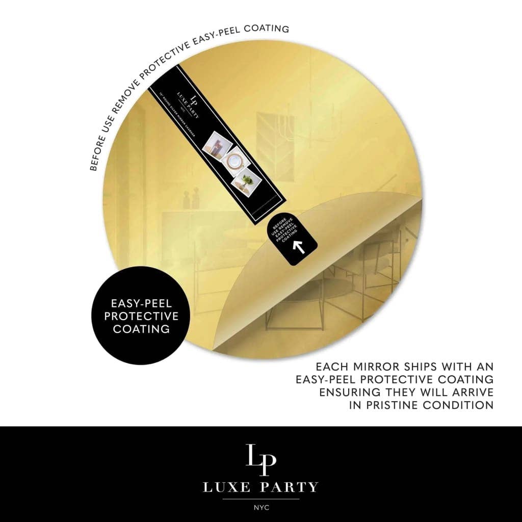 Luxe Party - Vente Assiette de présentation - Lot de 6 assiettes de chargeur miroir rond léger doré de 13"2