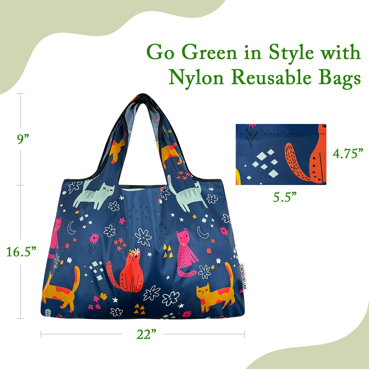 Wrapables.com - Vente Sacs de course/à provisions - Sac de courses réutilisable en nylon grand format Wrapables46