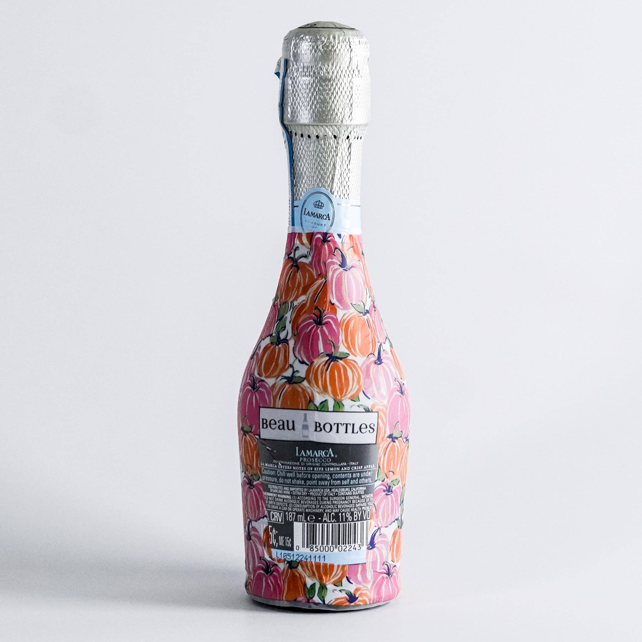 Beau Bottles – wholesale Presentpåse för vin – Beau Bottles Rosa och Orange Pumpor - MINI Prosecco Kollektion - Sexpack3