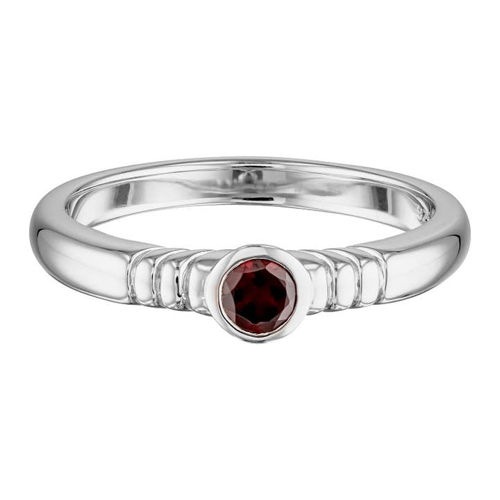 Round Bezel Set Garnet Ring in Sterling Silver for wholesale by BOWERBIRD JEWELS