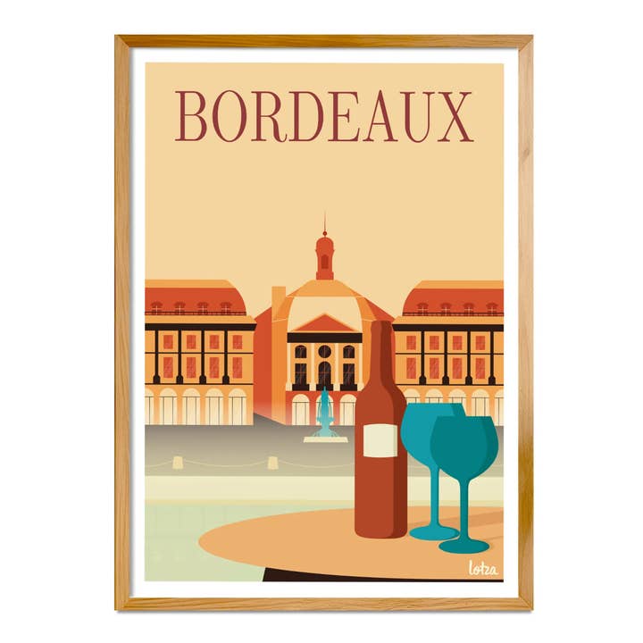 Cartel Burdeos - Plaza de la Bolsa (naranja) para venta al por mayor de Lotza