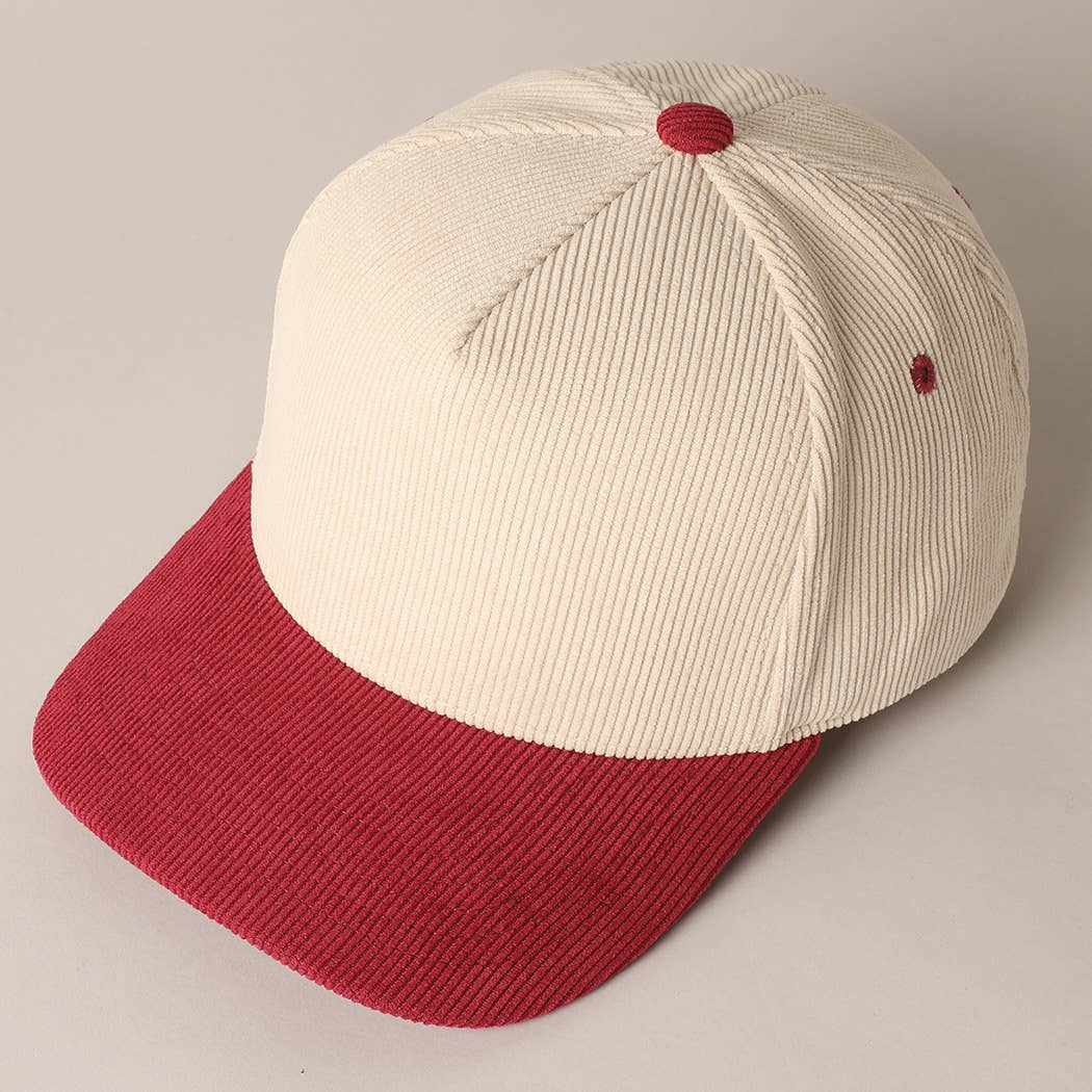 Fashion City - Wholesale Baseball Cap - Unisex - Plain Two Tone Corduroy 5 Panel Trucker Hat69