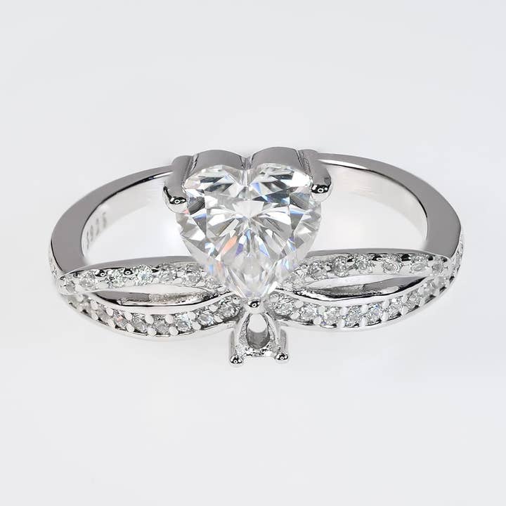 Stunning 1CT Heart-Cut Moissanite Statement Ring, Infinity Design 925 White Gold Plated for wholesale by Sparkile