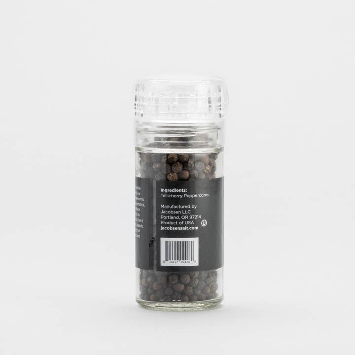 Jacobsen Salt Co. - Wholesale Pepper Mill - Tellicherry Peppercorn Grinder - Glass Pepper Grinder