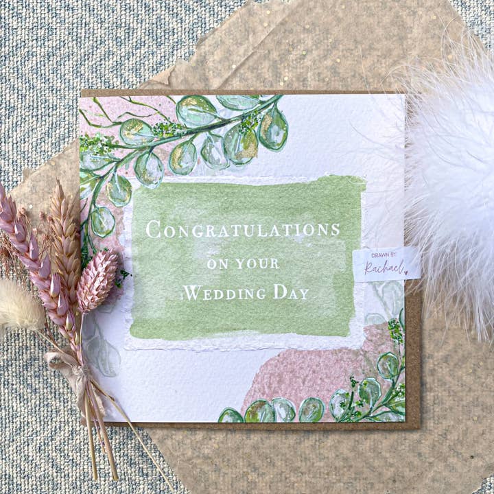 Floral, greenery card - Eucalyptus - Wedding for wholesale by Drawn by Rachael