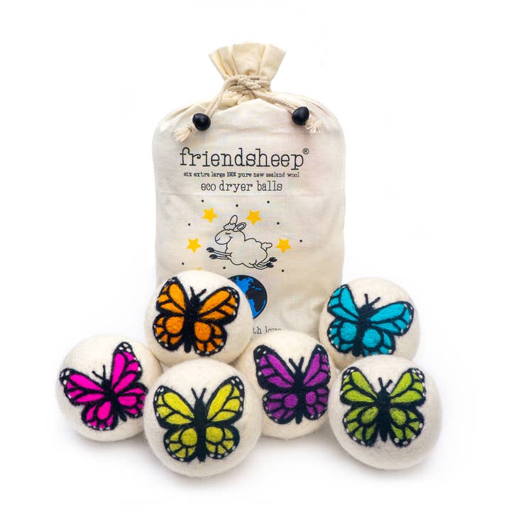 Rainbow Monarch Butterfly Eco Wool Dryer Ball - Set of 6 for wholesale by Friendsheep