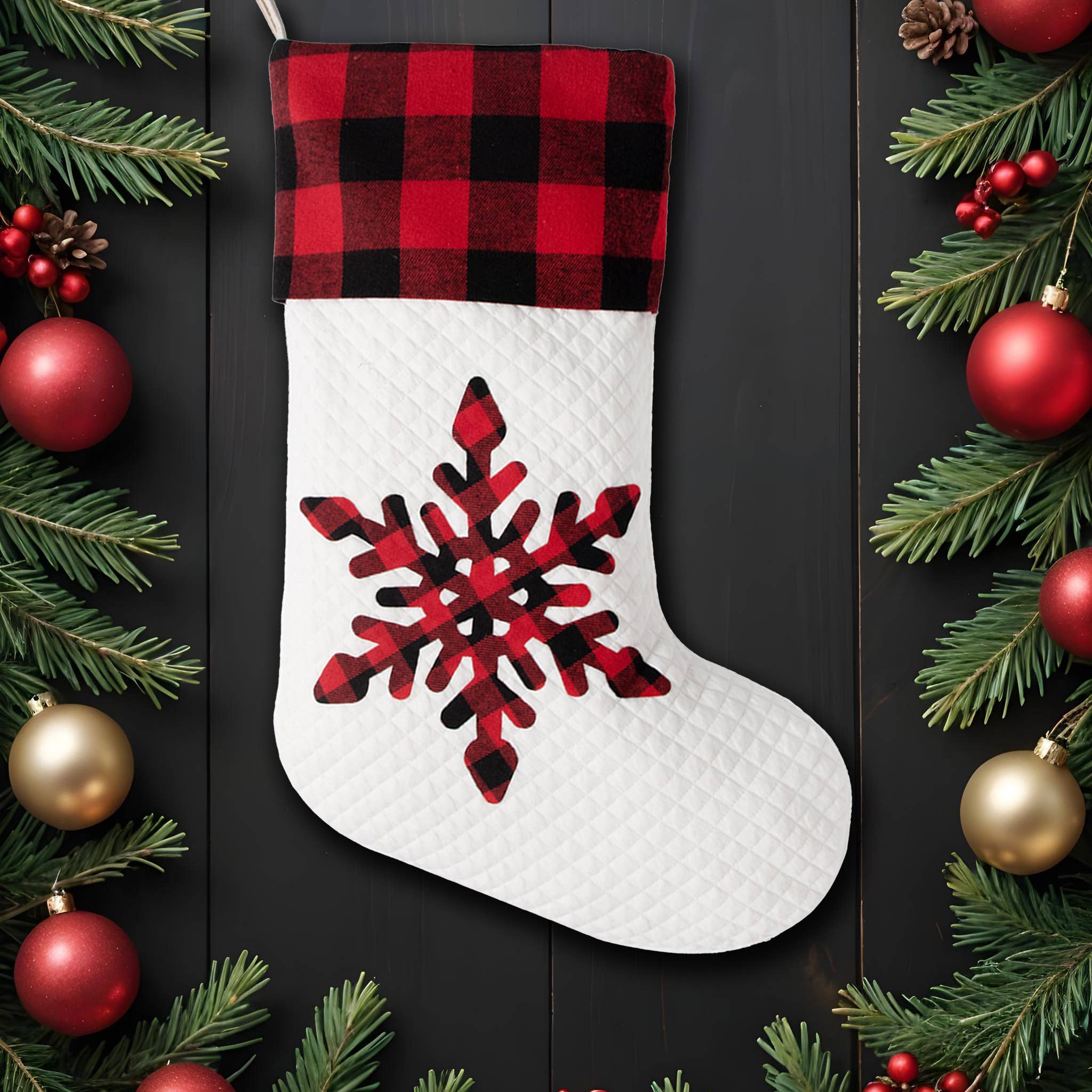 GEXWORLDWIDE - Wholesale Holiday Stocking - 2025 New Classic Red Black Plaid Christmas Stocking3