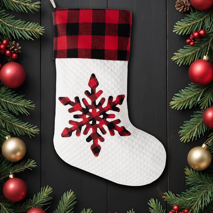 GEXWORLDWIDE - Wholesale Holiday Stocking - 2025 New Classic Red Black Plaid Christmas Stocking3