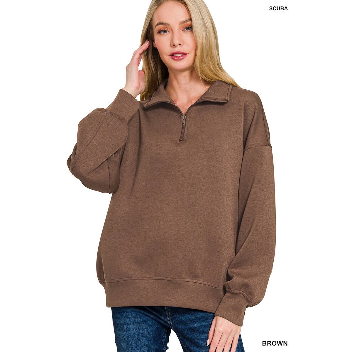 Apolline – wholesale Sweatshirt - Dam – Scuba tröja med halv dragkedja4