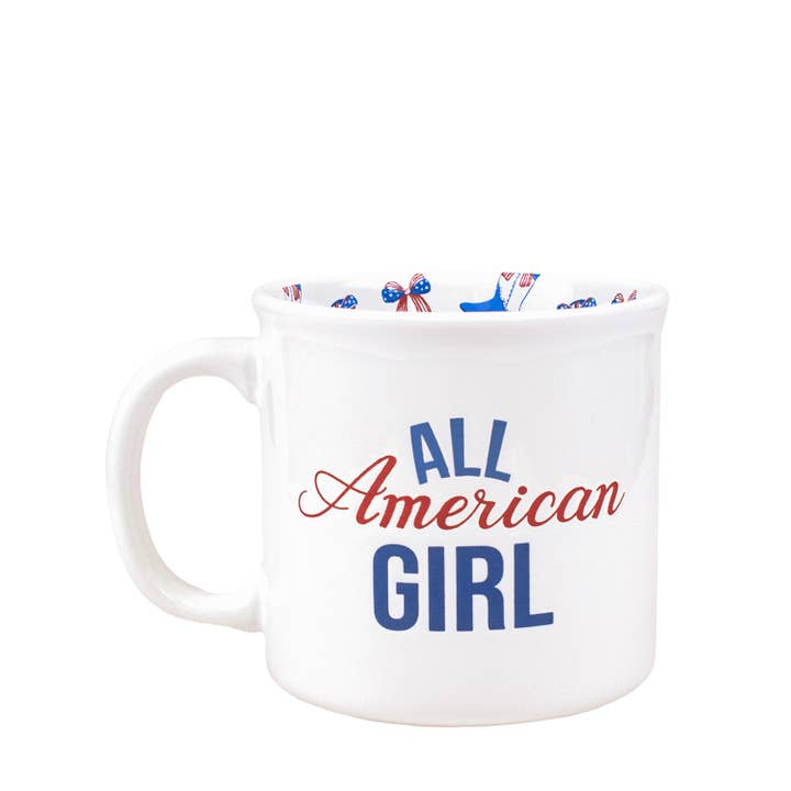 All American Girl Coffee Mug White/Red/Blue 14oz for wholesale by The Royal Standard