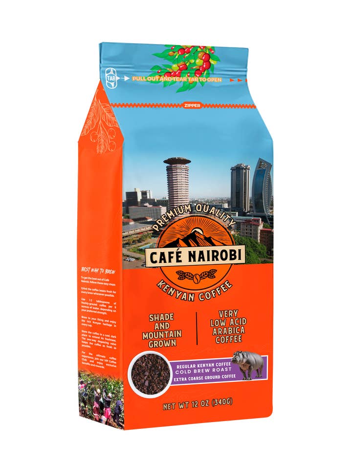 Café Nairobi Cold Brew Roast – 12oz Ground or Whole Bean Kenyan Coffee for wholesale by Café Nairobi