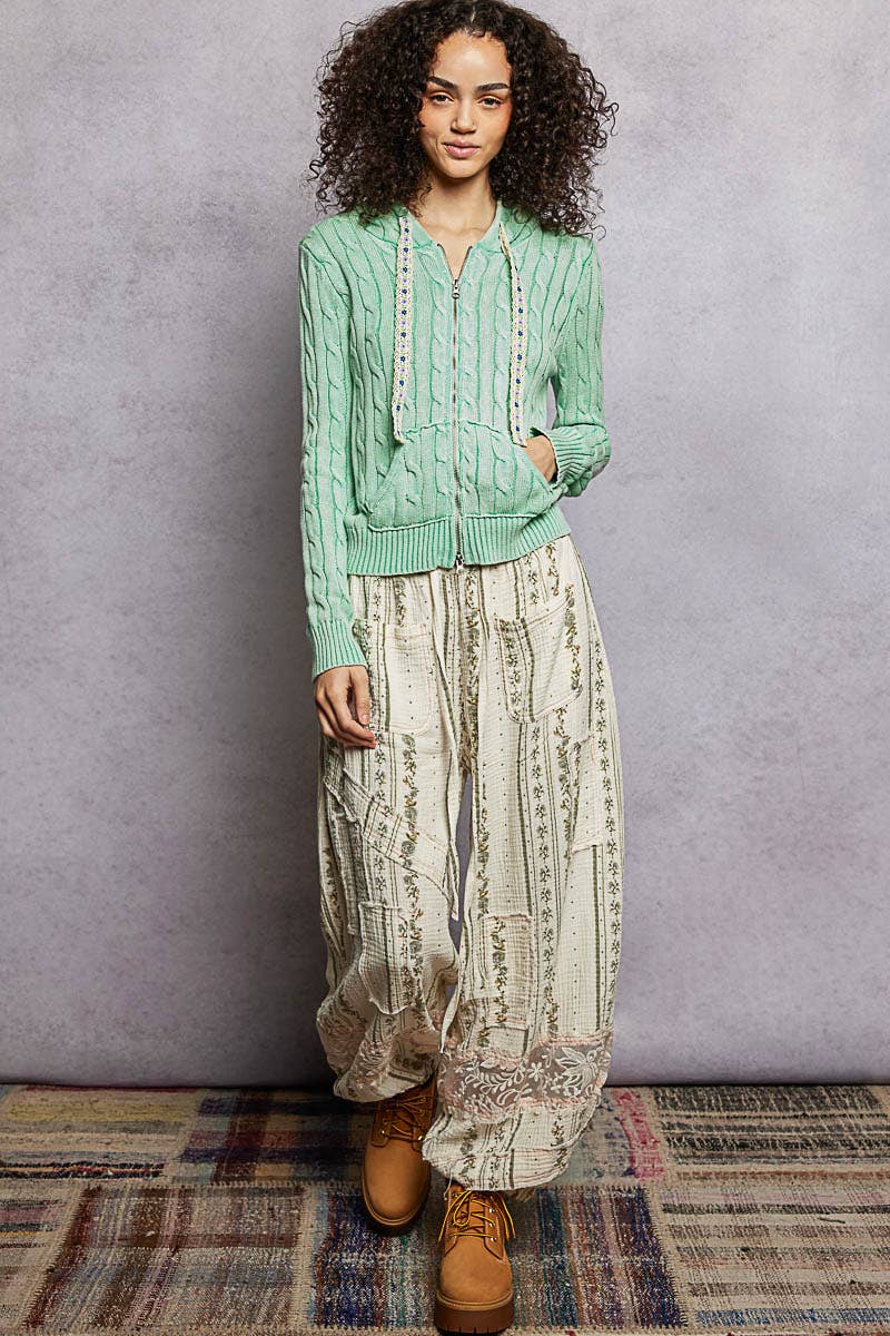 Pol Clothing - Wholesale Hoodie - Women's - Full Sleeve Solid Acrylic Sweater Hoodie Zip Up Knit Top48