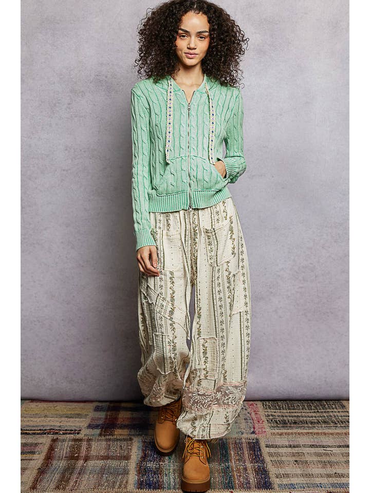 Pol Clothing - Wholesale Hoodie - Women's - Full Sleeve Solid Acrylic Sweater Hoodie Zip Up Knit Top48