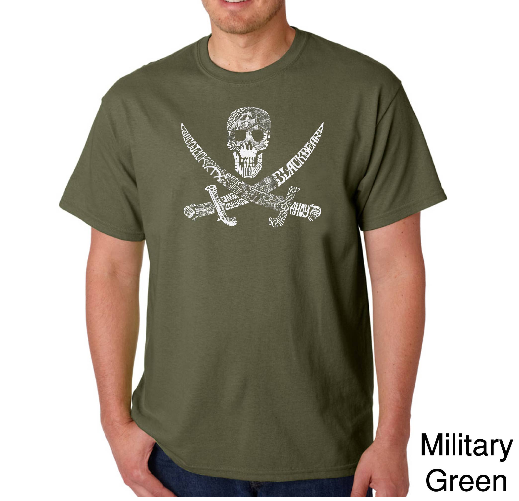 LA Pop Art - Vendita all'ingrosso Maglietta serigrafata - Uomo - Maglietta Word Art da uomo LA Pop Art - PIRATE CAPTAINS SHIPS4