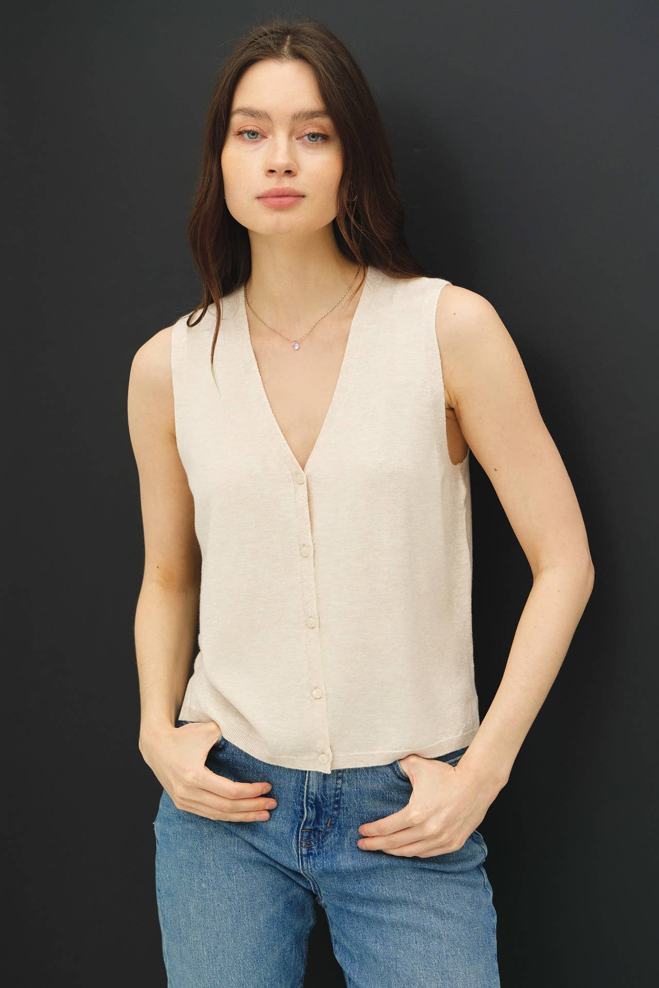 Be Cool - Wholesale Sweater Vest - Women's - BOXY CUT BUTTON UP V-NECK SWEATER VEST 6