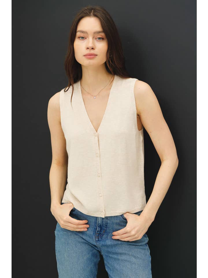 Be Cool - Wholesale Sweater Vest - Women's - BOXY CUT BUTTON UP V-NECK SWEATER VEST 6