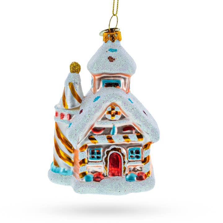 Candy-Coated Gingerbread House Glass Ornament for wholesale by BestPysanky