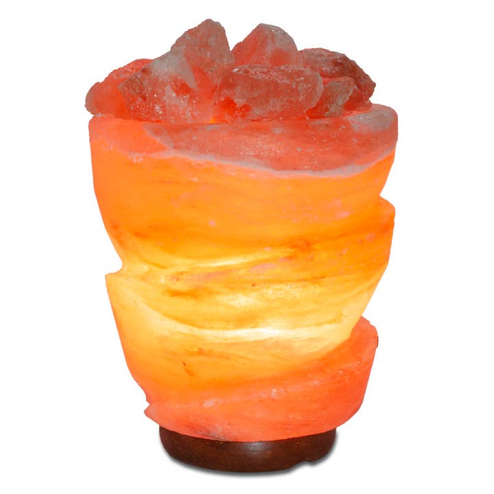 Fantasia Mining - Vente Lampes à sel - Lampe en sel à morceaux en forme d'entonnoir - 24 cm environ - avec cordon, ampoule et variateur7