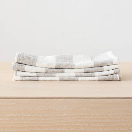 Linen Napkin Off White Grey Philippe for wholesale by LinenMe