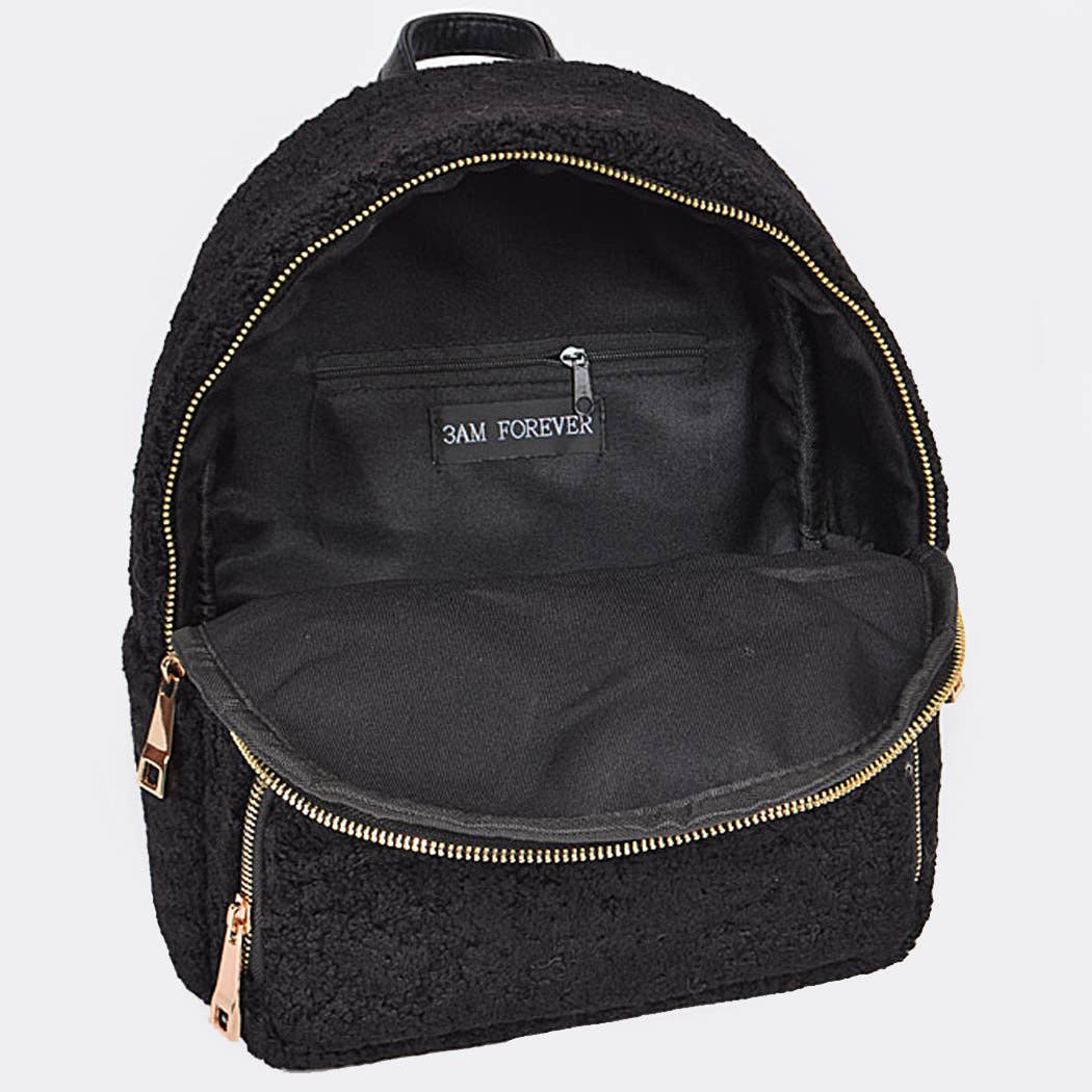 3AM BY H&D ACCESSORIES - Wholesale Backpack - Women's - Faux Wool Sheepskin Backpack2