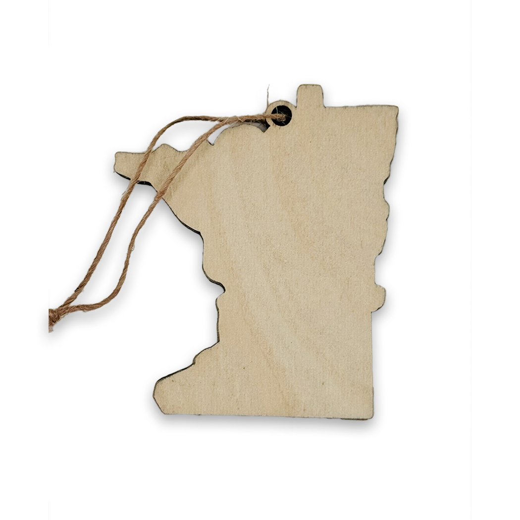 Token Atelier - Wholesale Ornament - Minnesota State Shape Snowy Cardinal 4 Layer Wood Ornament1