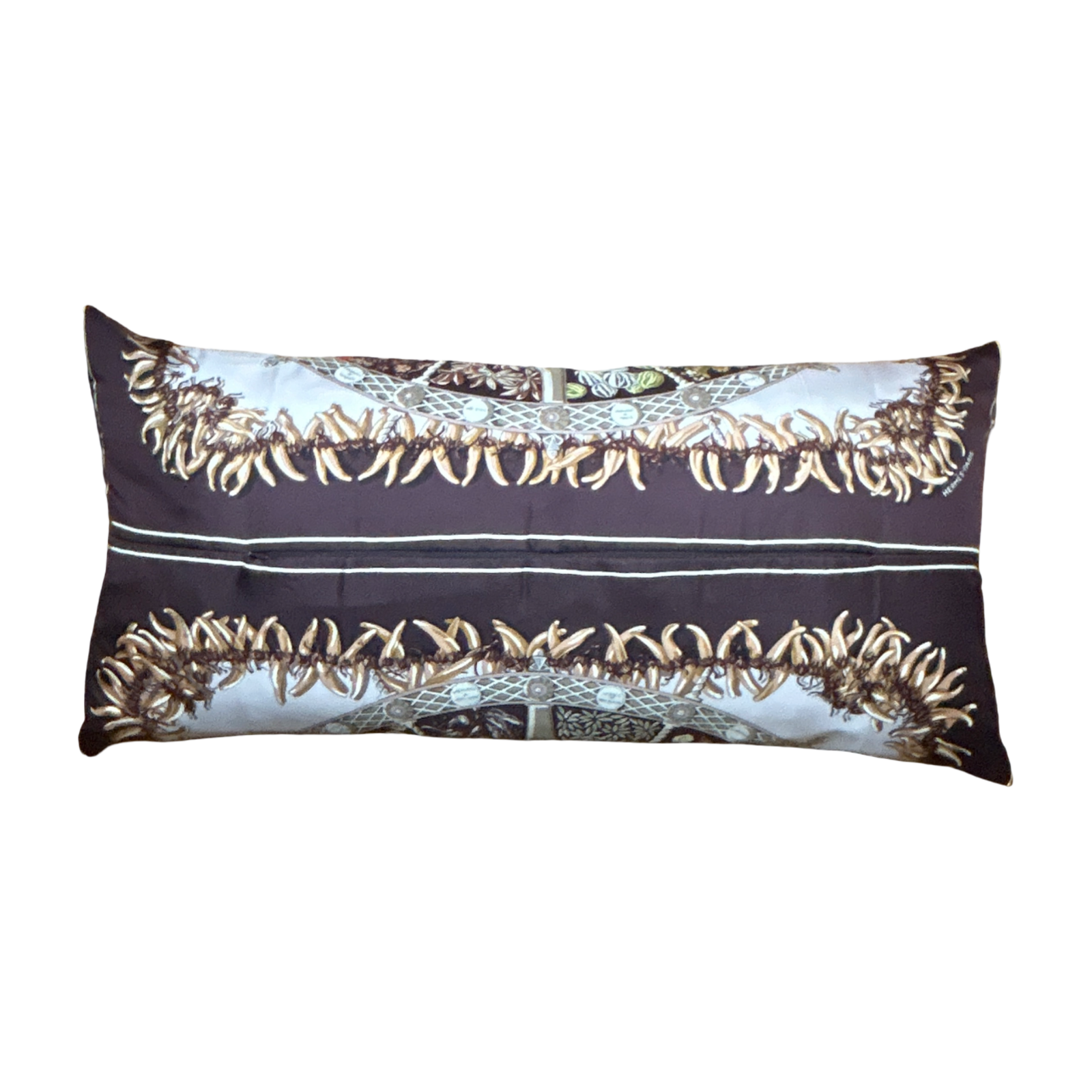 Vintage Luxe Up - Wholesale Lumbar Pillow - Aux Pays des Epices Vintage Silk Scarf Lumbar Pillow 35"3