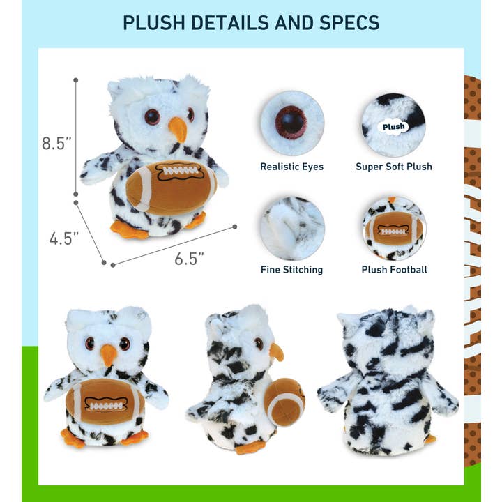 Cota Global - Wholesale Stuffed/Plush Toy - Kids & Baby - SUPER SOFT PLUSH - WHITE OWL WITH FOOTBALL PLUSH2