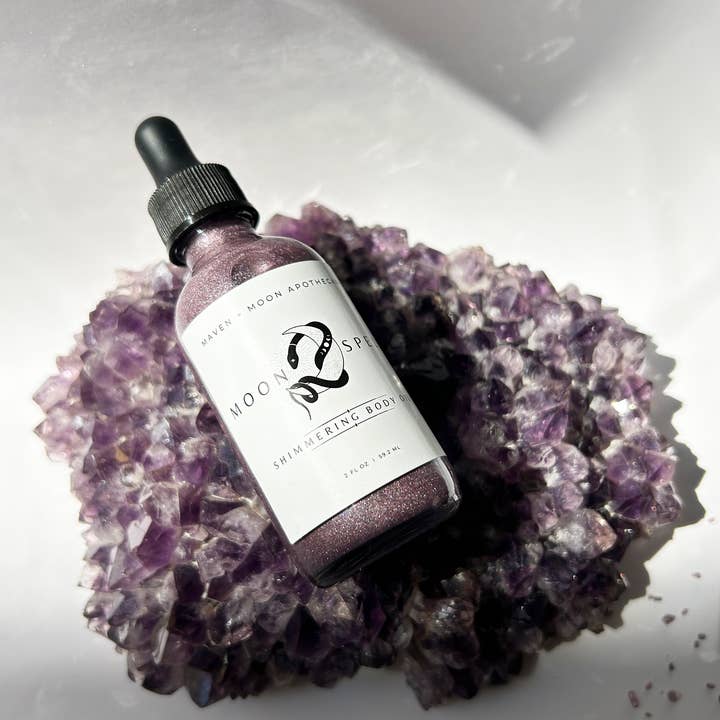 Moon Spell Shimmer Oil – Botanical Shimmer Body Oil (2 oz) for wholesale by MAVEN + MOON