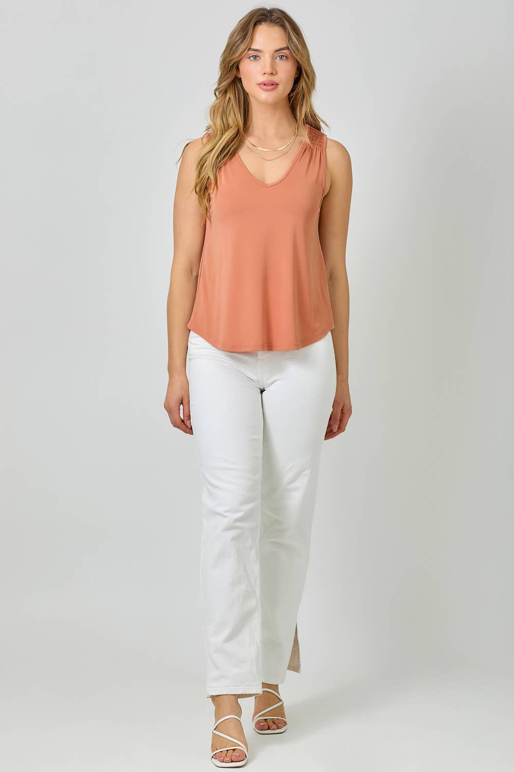 Mystree - Venta al por mayor Camiseta sin mangas - Mujer - 61036 Camiseta de Tirantes con Hombros Fruncidos de Cupro Modal19