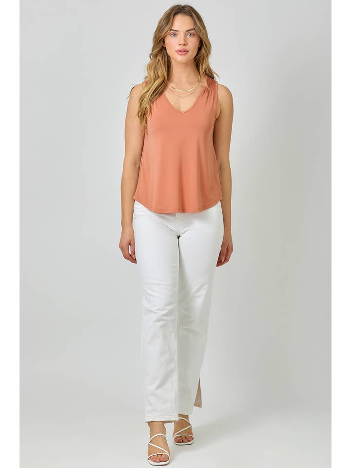 Mystree - Venta al por mayor Camiseta sin mangas - Mujer - 61036 Camiseta de Tirantes con Hombros Fruncidos de Cupro Modal19