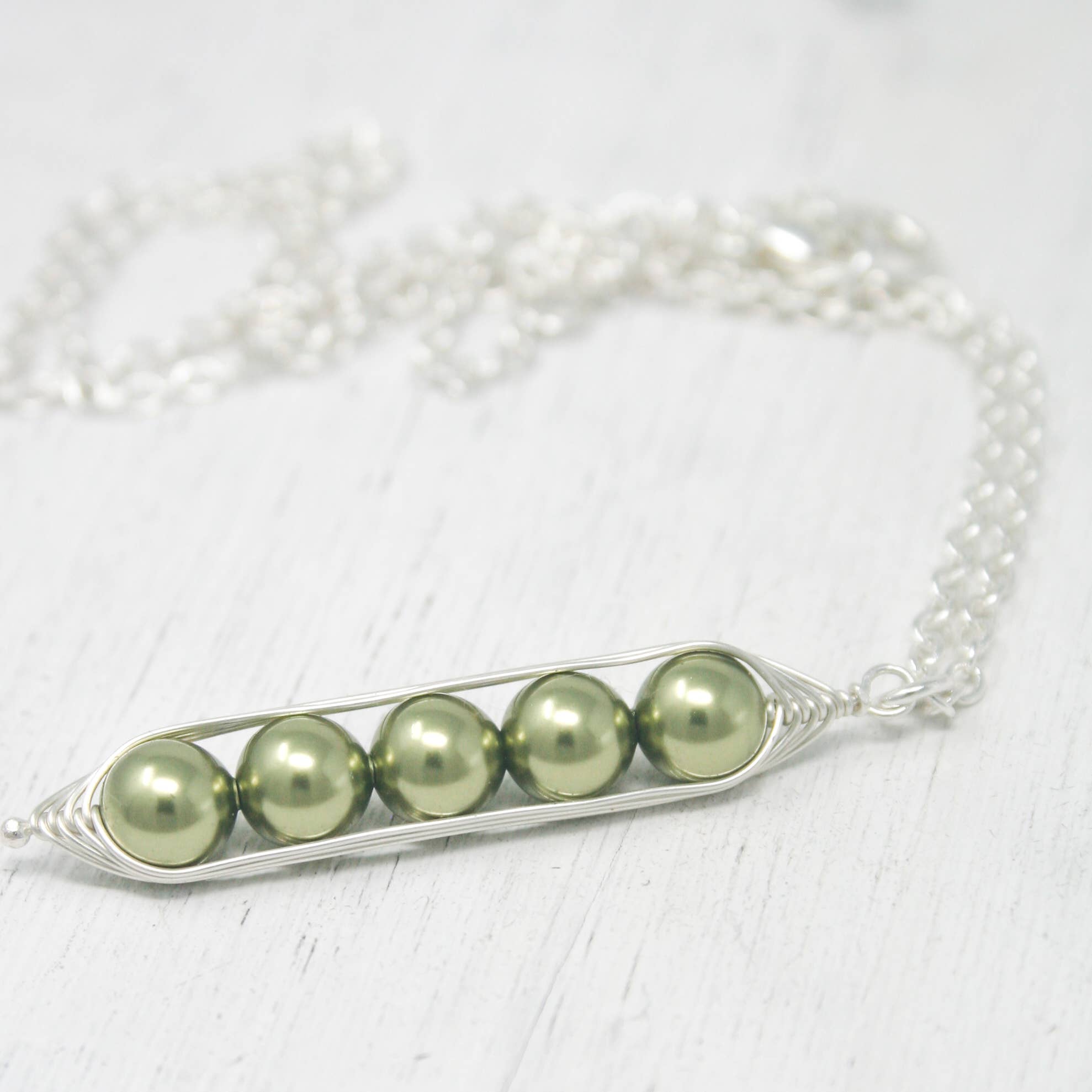 Rising Jewelry - Wholesale Pendant/Charm Necklace - Pea pod necklace, Green, Peapod Jewelry, Mothers Day Gift9