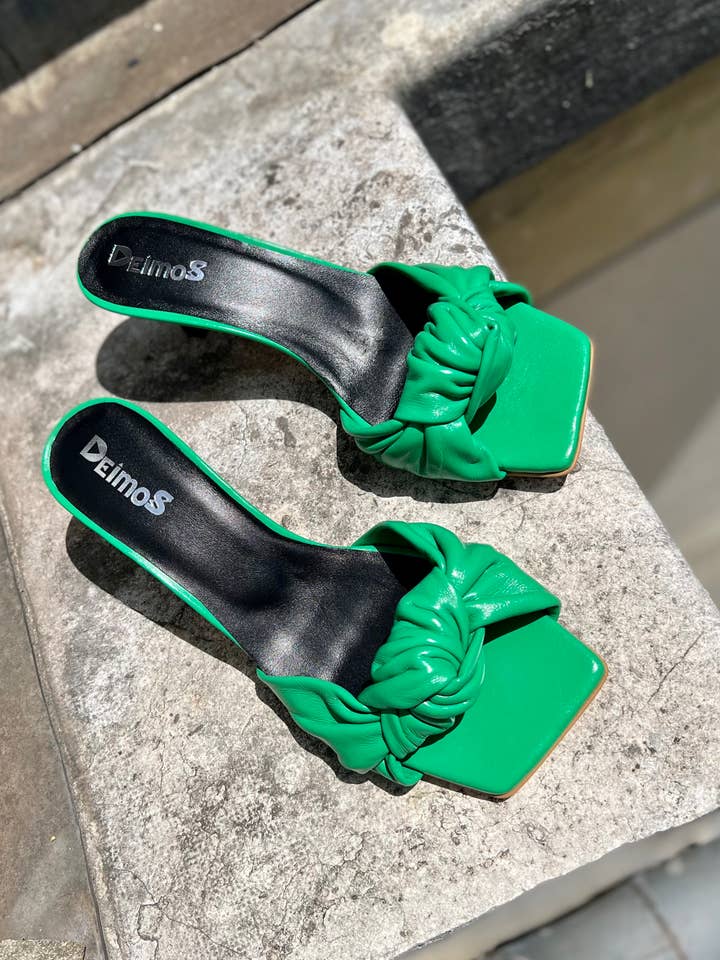 Vivid green mules, Emerald green shoes, women sexy mules, Re for wholesale by Deimos Shoes