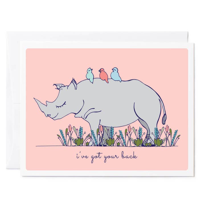 I've Got Your Back Rhino | Encouragement Greeting Card for wholesale by Tuxberry & Whit
