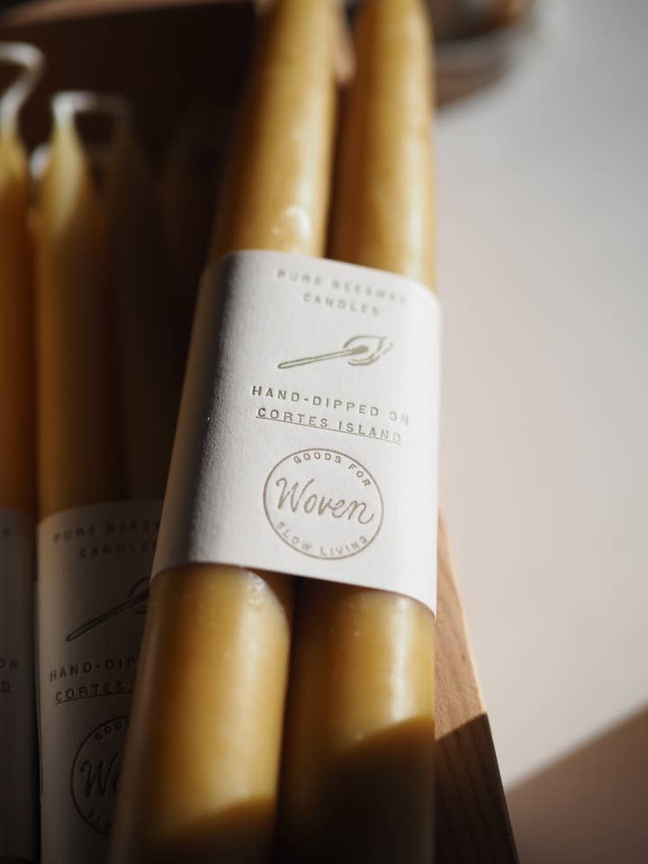 12" Beeswax Power Taper Candle for wholesale by Woven