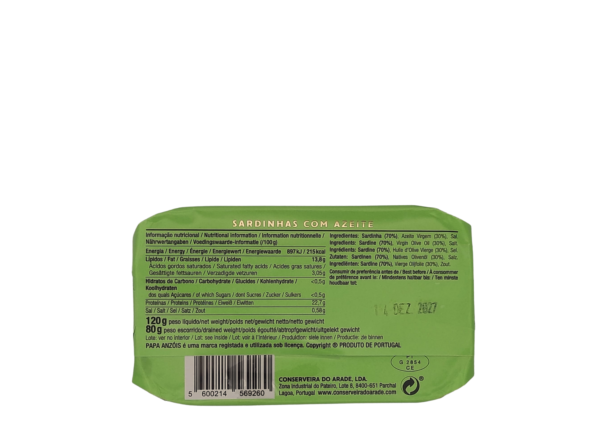 Conserveira do Arade - Vendita all'ingrosso Pesce in scatola - Sardine conservate con olio extravergine di oliva (adatte come esca da pesca)2