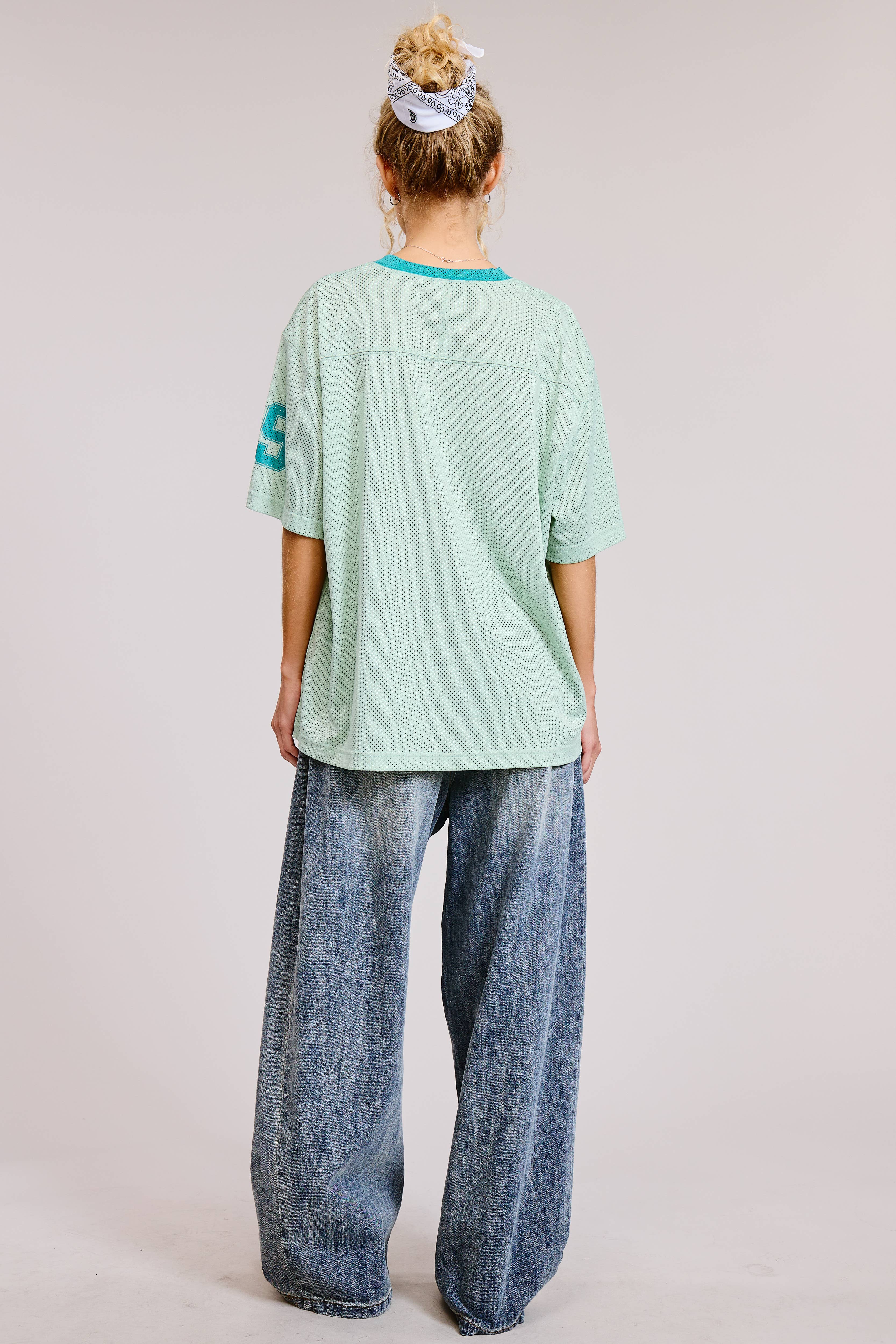 Mimosa - Wholesale T-Shirt - Women's - Sporty V Neck Short Sleeve Jersey Top with 89 Graphic Print25