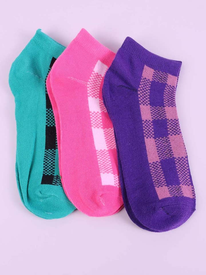 Set of 12 Women Fun Socks | Fancy Plaid for wholesale by Amerikan Basics