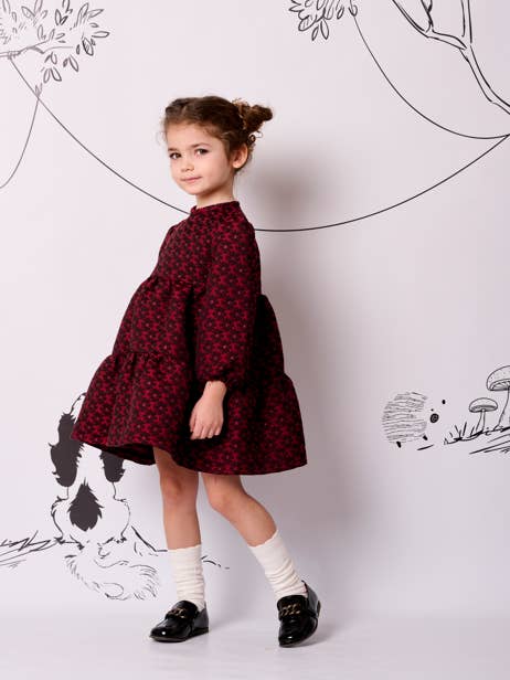 Tiered brocade dress for wholesale by LaTitta