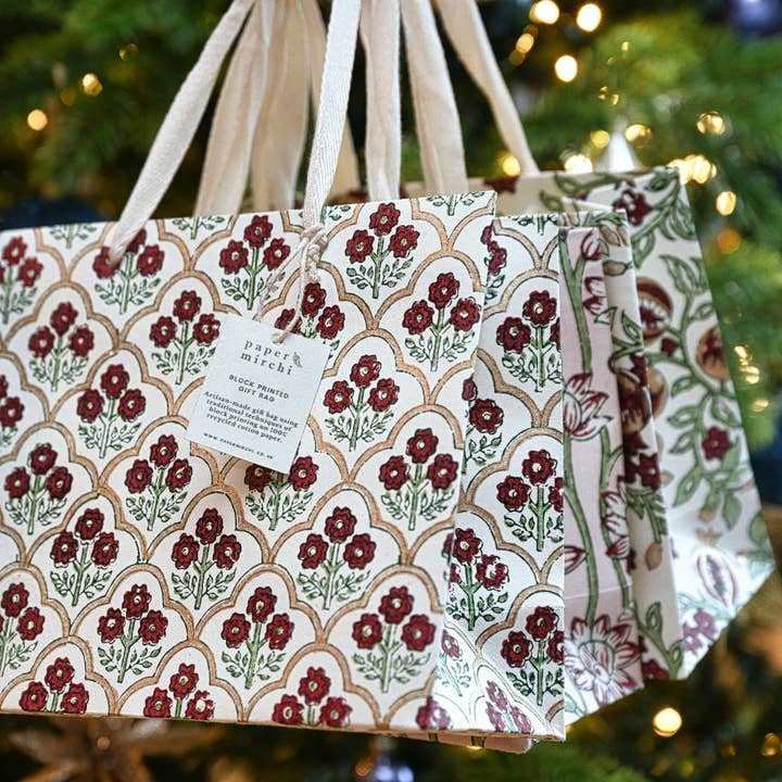 Paper Mirchi - Wholesale Gift Bag - Hand Block Printed Gift Bags (Large) - Cherry9