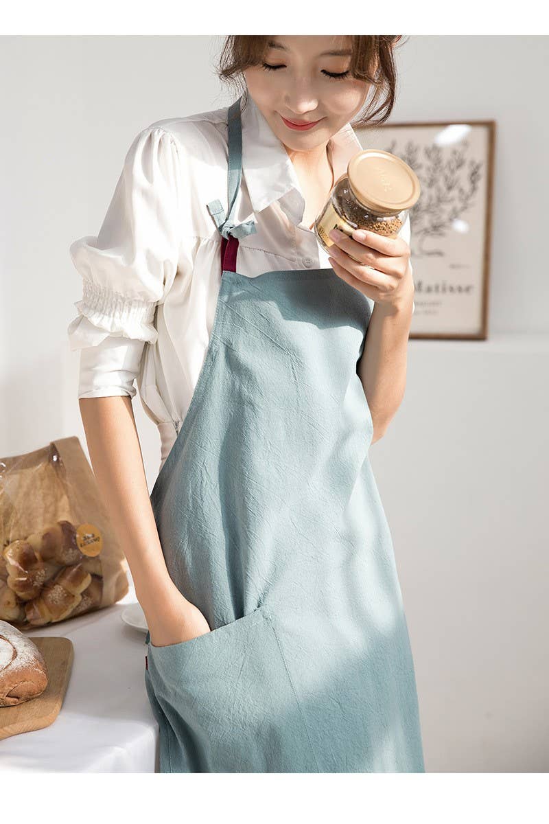 NINEXIS - Wholesale Apron - CWAB3991_COTTON AND LINEN SOLID COLOR ANTI-FOULING APRON7