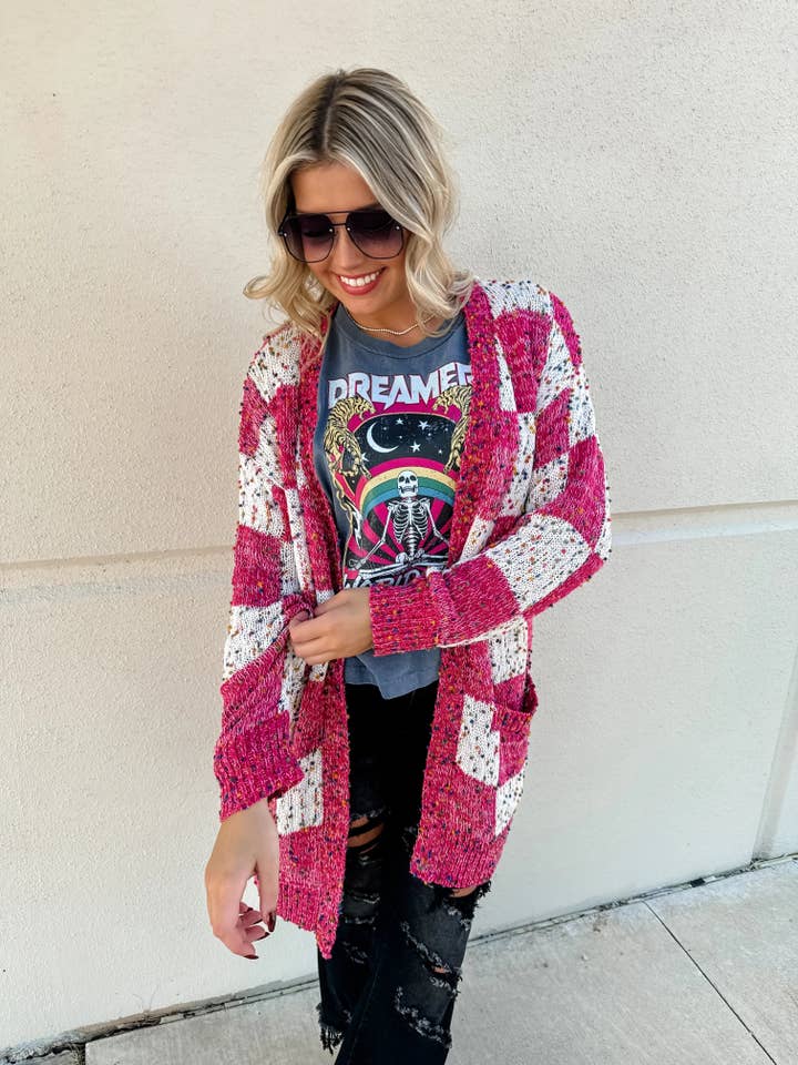 Bella Nova Style Co - Wholesale Cardigan - Women's - PREORDER: Checkered Miley Dot Cardigan in Four Colors8