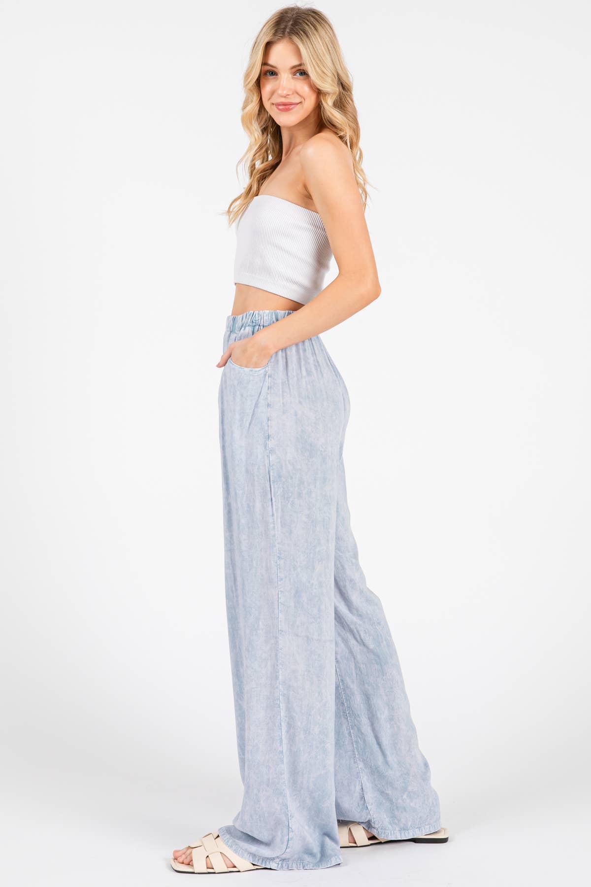 LT Denim Garment Dye Challis Wide Leg Pants - P70387P for wholesale on Faire2