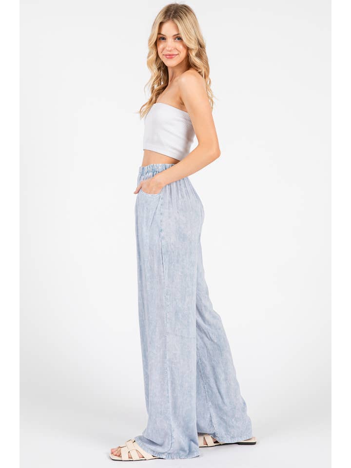 LT Denim Garment Dye Challis Wide Leg Pants - P70387P for wholesale on Faire2